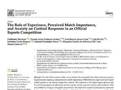 The Role of Experience, Perceived Match Importance, and Anxiety on Cortisol Response in an Official Esports Competition